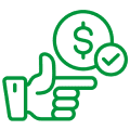 Money symbol and checkmark illustration