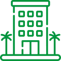 Hotel icon with palm trees