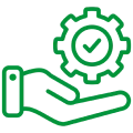 Green hand-and-gear icon